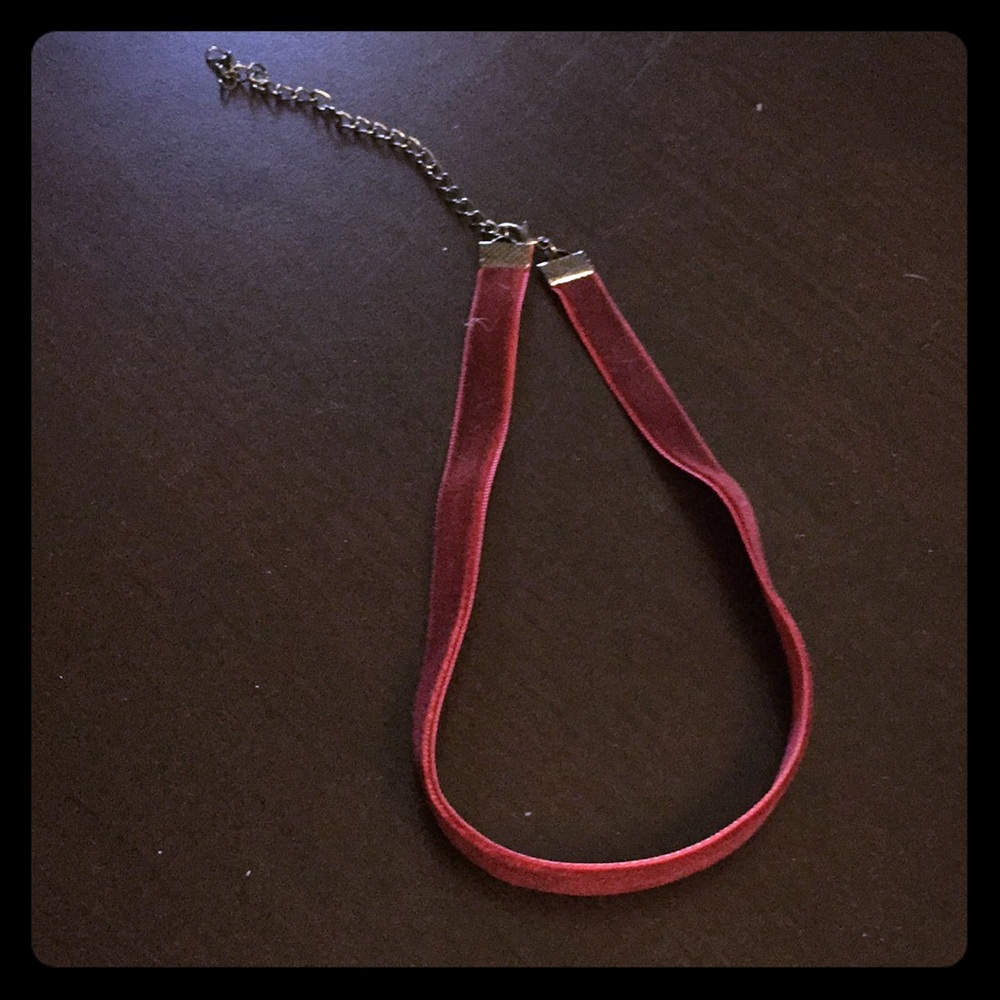 Red Velvet Choker W Adjustable Length on Clasp